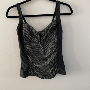 la vie en Rose Tankini swimsuit black and Silver bottoms l, top M